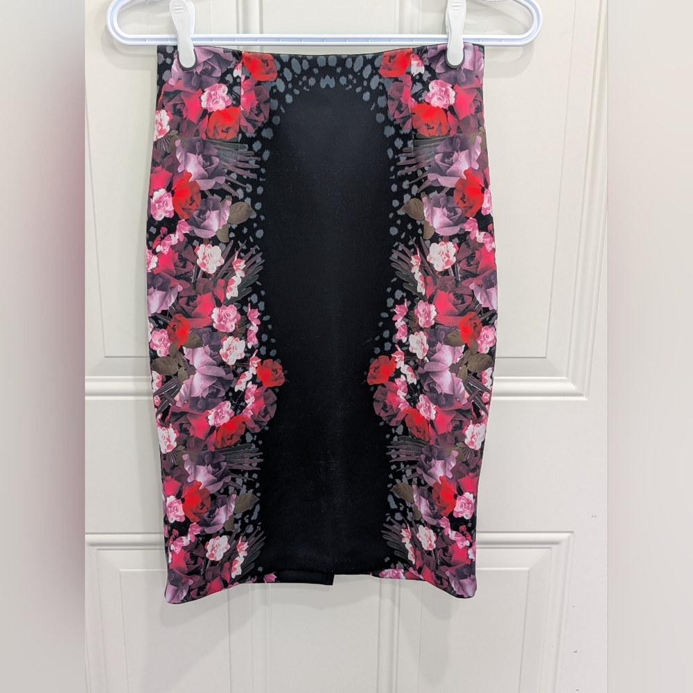 3/$20 Guess Pink and Red Knee-Length Pencil Skirt with Cut Out
